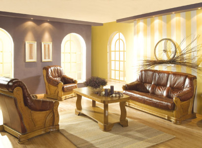 Antik Stil Ledersofa Couch Sofagarnitur 3+1+1 Sitzer Italienisches Leder Polster